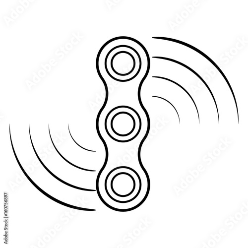Hand Spinner isolated on white background. Vector triple spinner fidget toy icon. Fidget spinner icon - toy for stress relief and improvement of attention span. Drawn with outline thin lines.