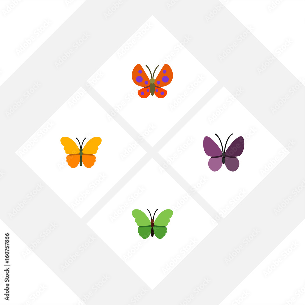 Flat Icon Moth Set Of Butterfly, Violet Wing, Moth And Other Vector ...