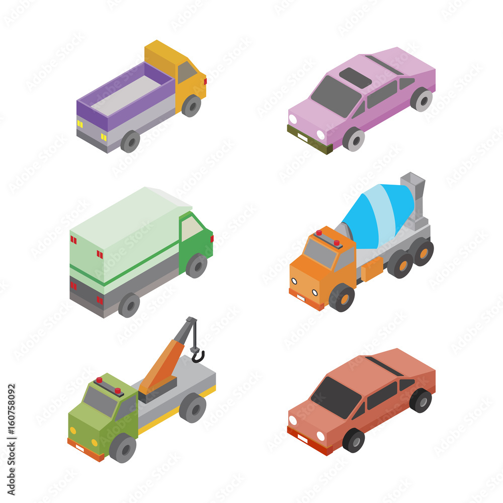 Car isometric, Car isolated on white background. Car isometric, Car isolated on white background.