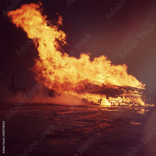 Bonfire with big flames
