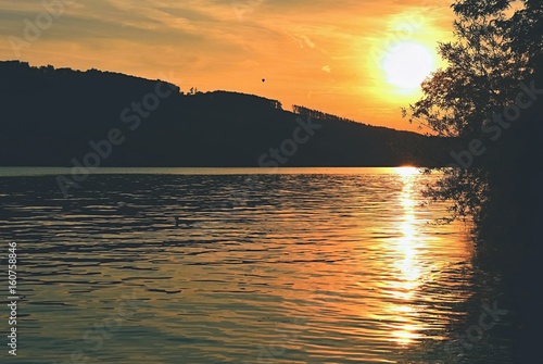 Brno dam. South Moravia. Czech Republic Europe. Recreational area of entertainment and sports. Beautiful countryside with nature, clear water and sunset. photo