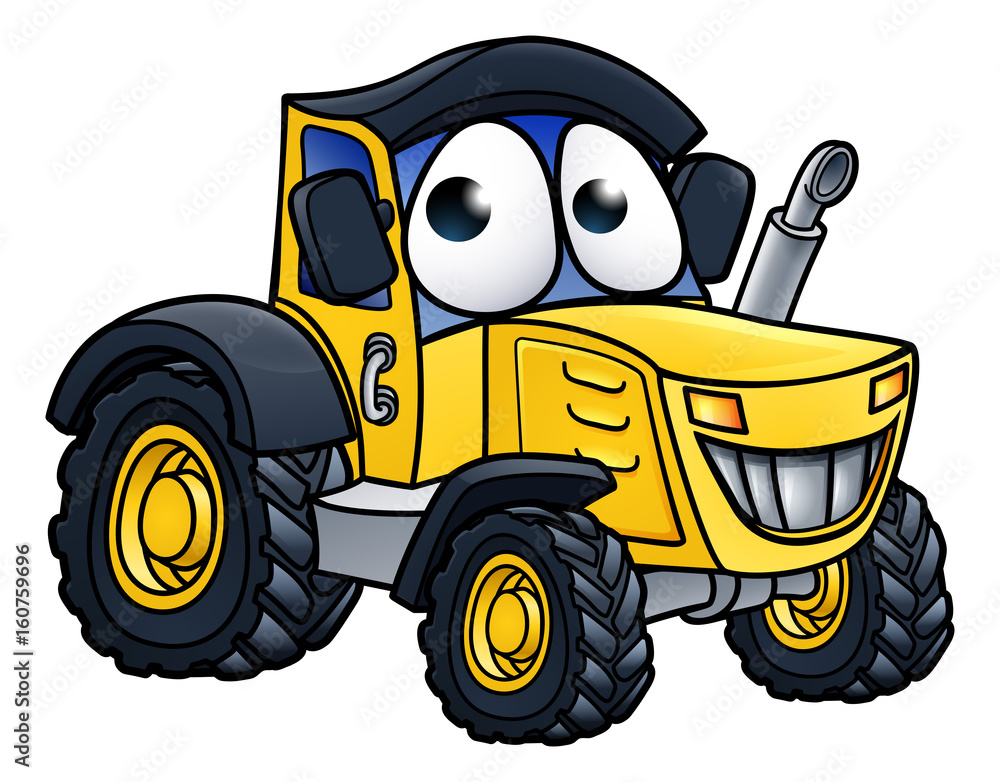 Fototapeta Cartoon Farm Tractor Character