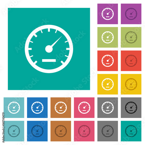 Speedometer square flat multi colored icons
