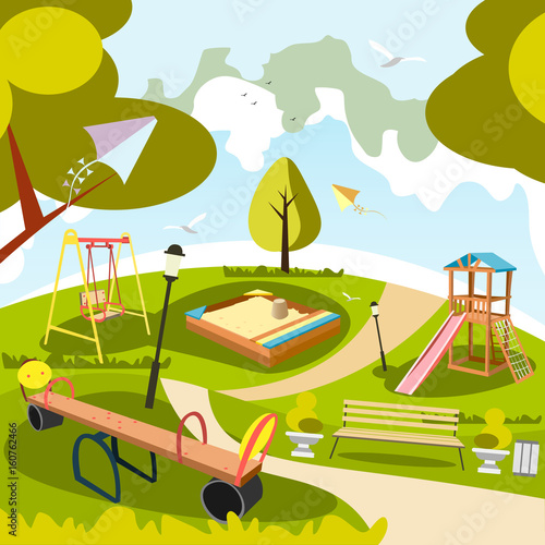 Park and playground cartoon