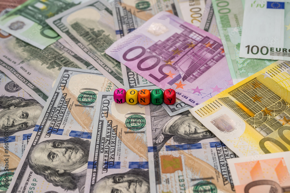 different dollars and euros for background and texture. different dollars and euros for background and texture.
