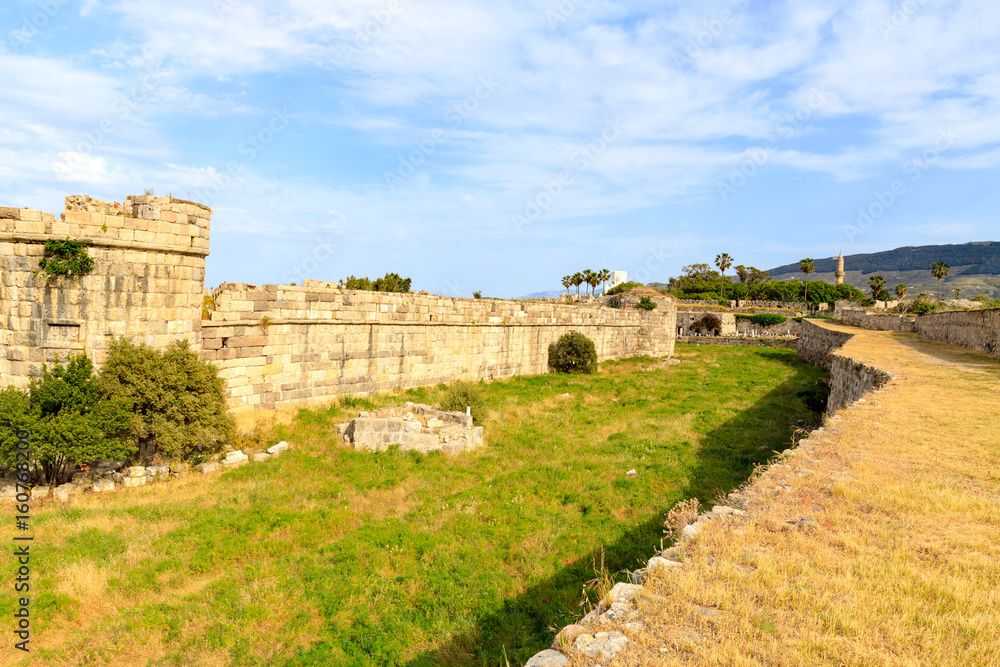 Fortress of Neratzia Castle ruins in Kos island, Greece.