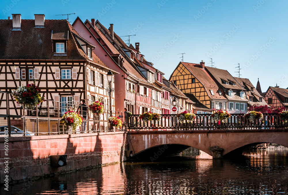 Beautiful town of Colmar in Alsace province of France on a summer sunny day