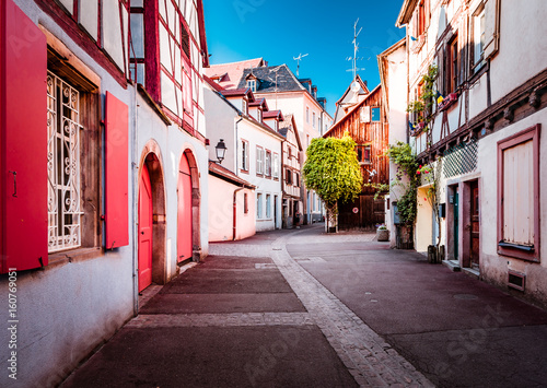 Beautiful town of Colmar in Alsace province of France on a summer sunny day