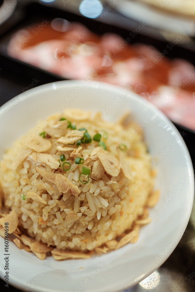 closeup garlic rice closeup garlic rice