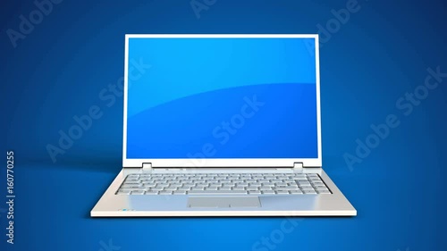 3d animation of opening laptop computer with alpha matte