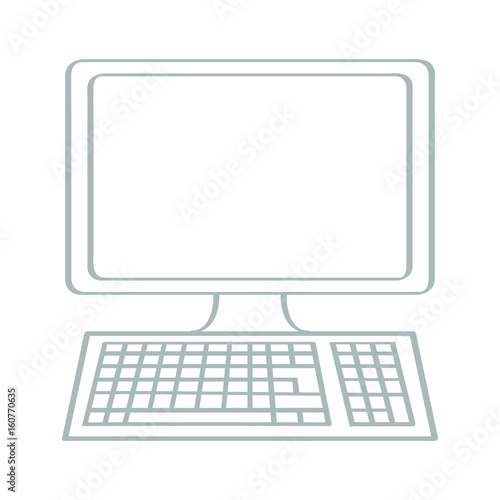 Handgezeichneter Computer in grau