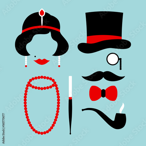 Man & Woman 20s Red/Turquoise