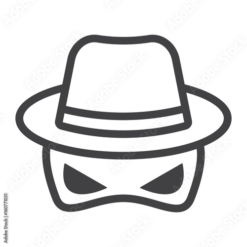 Spy line icon, incognito and agent, vector graphics, a linear pattern on a white background, eps 10.