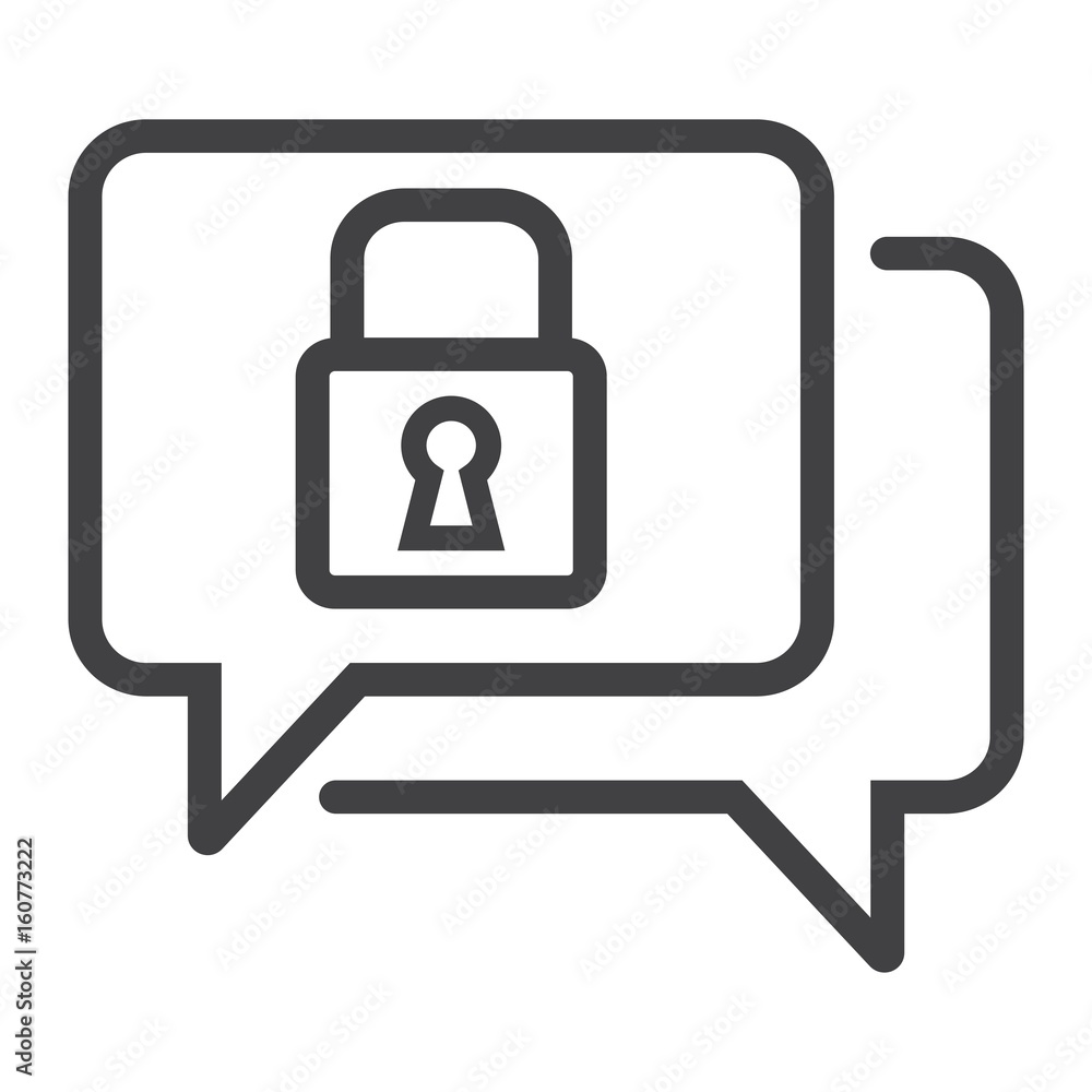 Encrypted Messaging line icon, security and padlock, chat vector graphics, a linear pattern on a white background, eps 10. Encrypted Messaging line icon, security and padlock, chat vector graphics, a linear pattern on a white background, eps 10.
