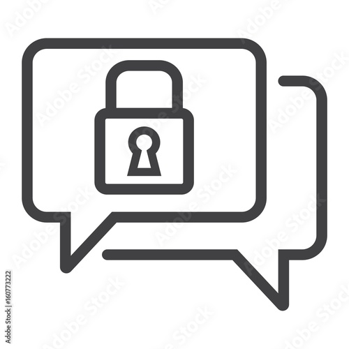 Encrypted Messaging line icon, security and padlock, chat vector graphics, a linear pattern on a white background, eps 10.