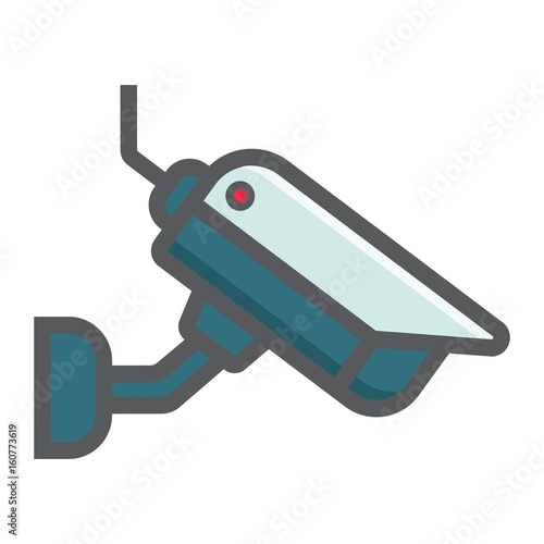 Surveilance camera colorful line icon, security and cctv, vector graphics, a filled pattern on a white background, eps 10.