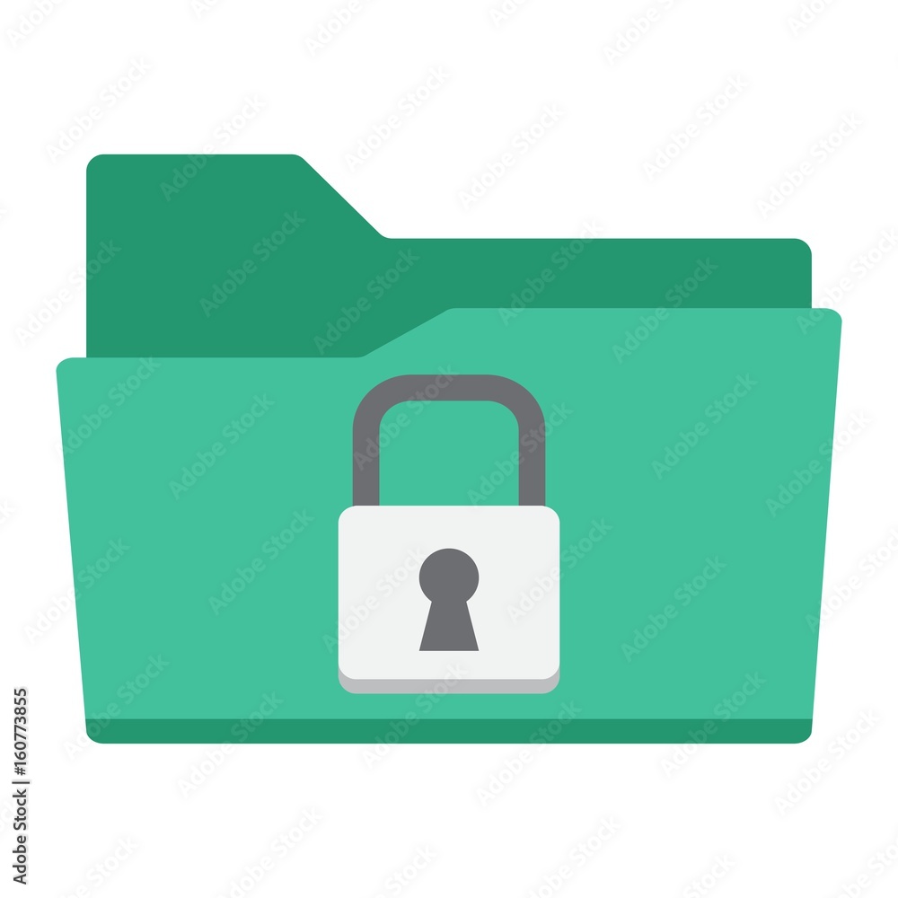 Secure data folder flat icon, security and padlock, vector graphics, a colorful solid pattern on a white background, eps 10. Secure data folder flat icon, security and padlock, vector graphics, a colorful solid pattern on a white background, eps 10.