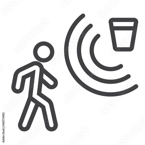 Motion detector line icon, security and guard, vector graphics, a linear pattern on a white background, eps 10.