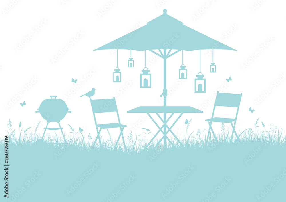 Fototapeta premium Letni ogród w tle turkusowy DIN