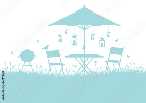 Summer Garden Background Turquoise DIN