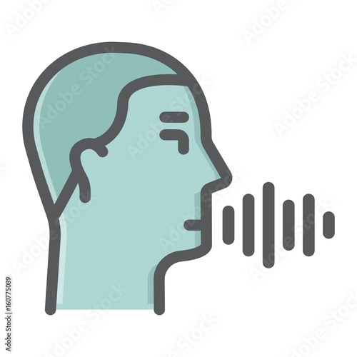 Speech recognition colorful line icon, voice control and security, vector graphics, a filled pattern on a white background, eps 10. photo