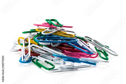 stack of colorful paper clip isolated on white background