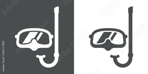 Icono plano gafas buzo y snorkel gris y blanco