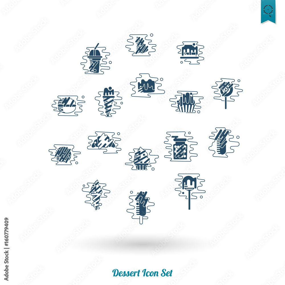 Dessert Icon Set in Modern Flat Design Style Dessert Icon Set in Modern Flat Design Style