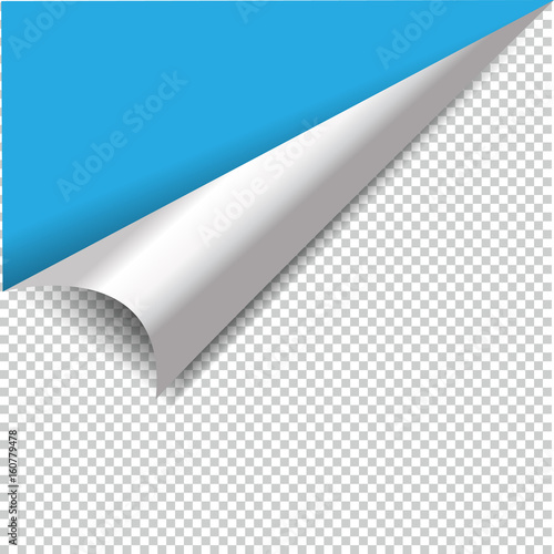 Curly Page Corner realistic illustration with transparent shadow.