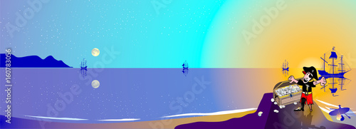 Pirates finding a treasure