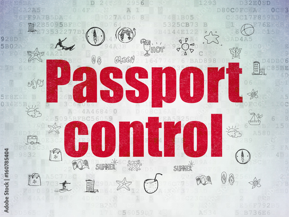 Fototapeta premium Tourism concept: Passport Control on Digital Data Paper background