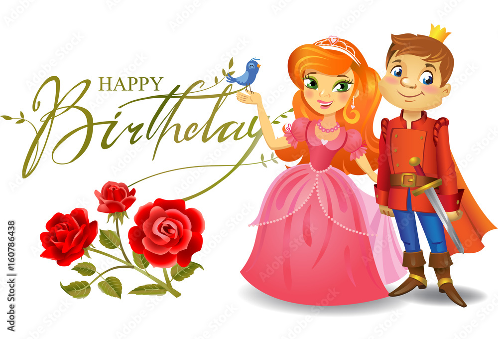 Happy Birthday, Princess and Prince, greeting card. Happy Birthday, Princess and Prince, greeting card.