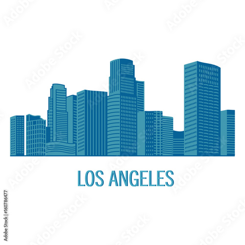 Down town American landscape with skyscrapers and high-rise buildings in flat style a vector.View of Los angeles 