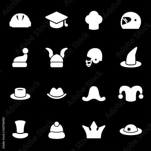 Vector black helmet and hat icons set