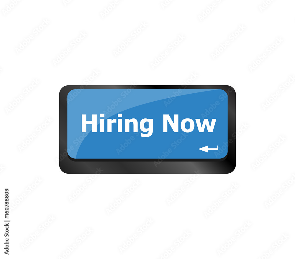 Hiring now Job concept. Computer keyboard key Hiring now Job concept. Computer keyboard key