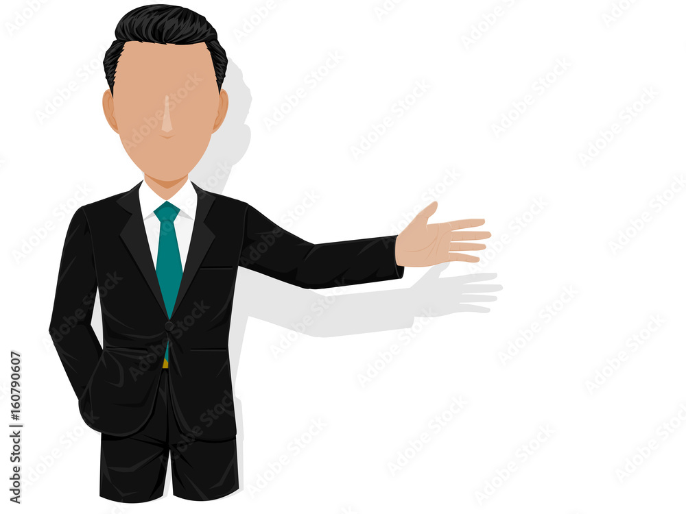 Businessman  is presenting something on transparent background
