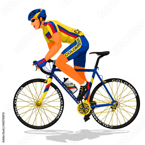 Colombia road cyclist on transparent background
