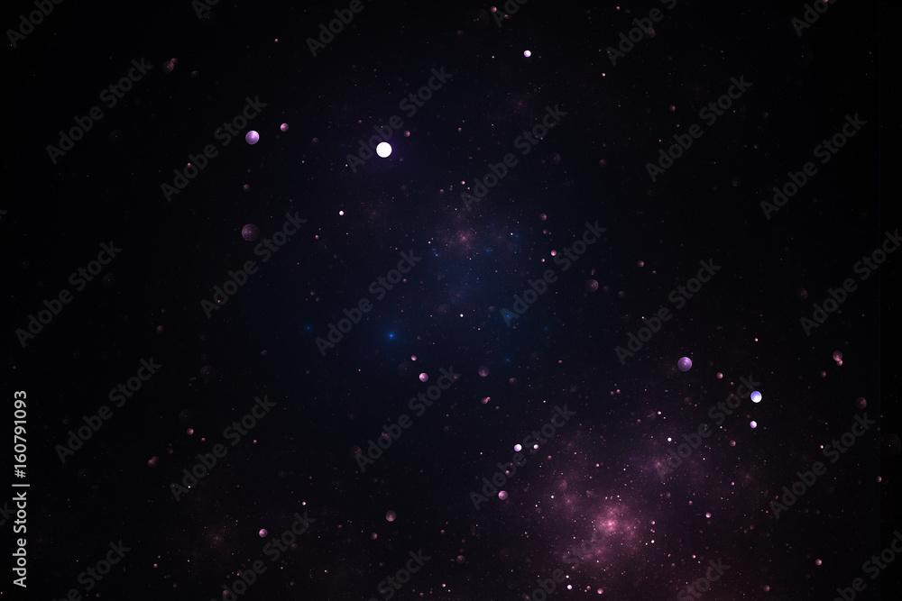 Fractal color illustration of deep space with stars and nebula