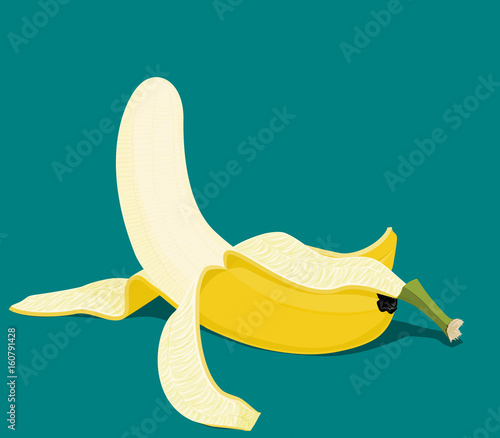 Isolated peeled banana on transparent background
