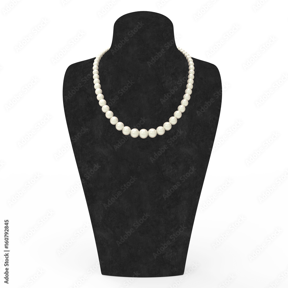 3D illustration pearl necklace on a black mannequin 3D illustration pearl necklace on a black mannequin