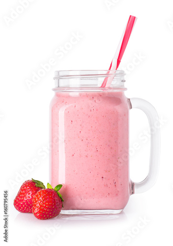 strawberry smoothie isolated on white 
