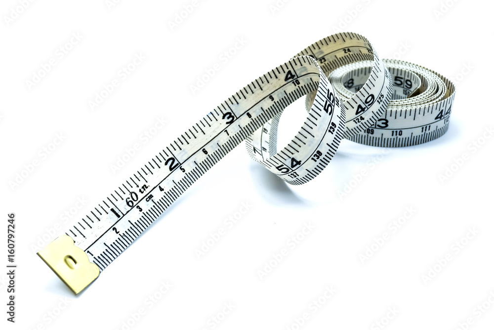 White Measure tape, isolated on a white background White Measure tape, isolated on a white background