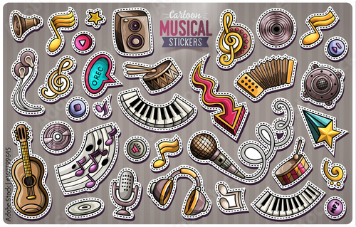 Set of vector Music cartoon stickers