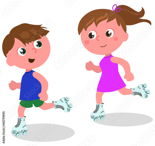 Children skating vector