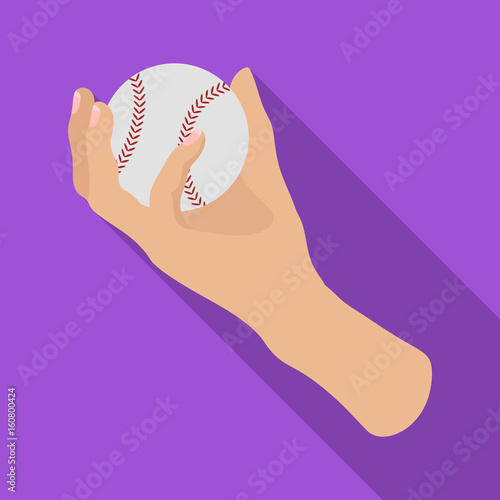 Hand with ball. Baseball single icon in flat style vector symbol stock illustration web.