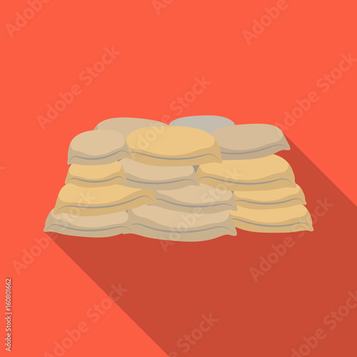 Barricade of bags of sand.Paintball single icon in flat style vector symbol stock illustration web.