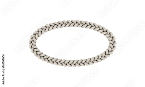 Braided frame in form of oval. Isolated on white background.