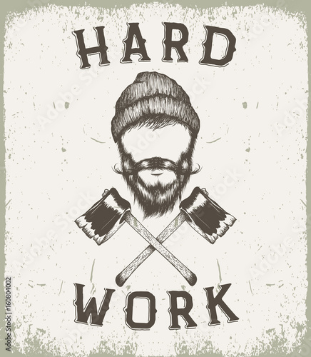 Vintage prints label for lumberjack style