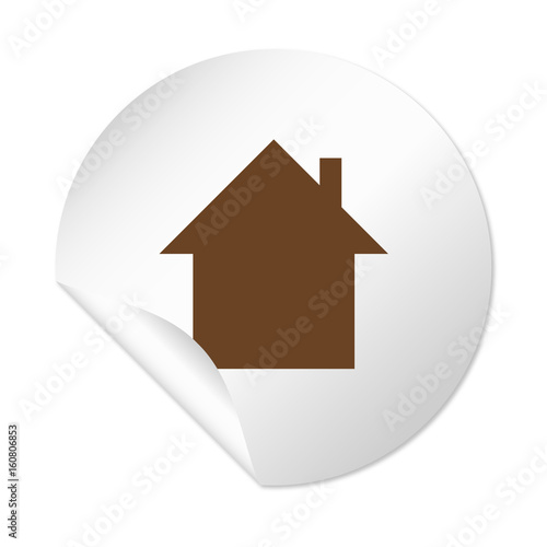 Runder Sticker - Haus braun