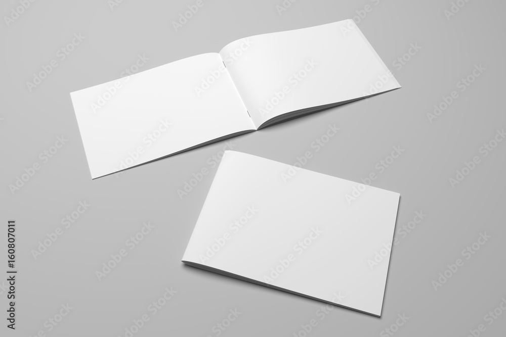 Blank 3D rendering brochure magazine on gray with clipping path No. 5 Blank 3D rendering brochure magazine on gray with clipping path No. 5